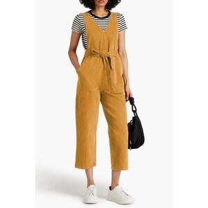 Alex Mill Womens Ollie Jumpsuit Sleeveless Cropped Denim Golden Khaki Medium NWT